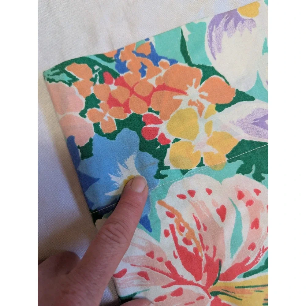 2 West Point Pepperell Vtg MCM Tropical Floral Retro Standard Pillow Cases USA